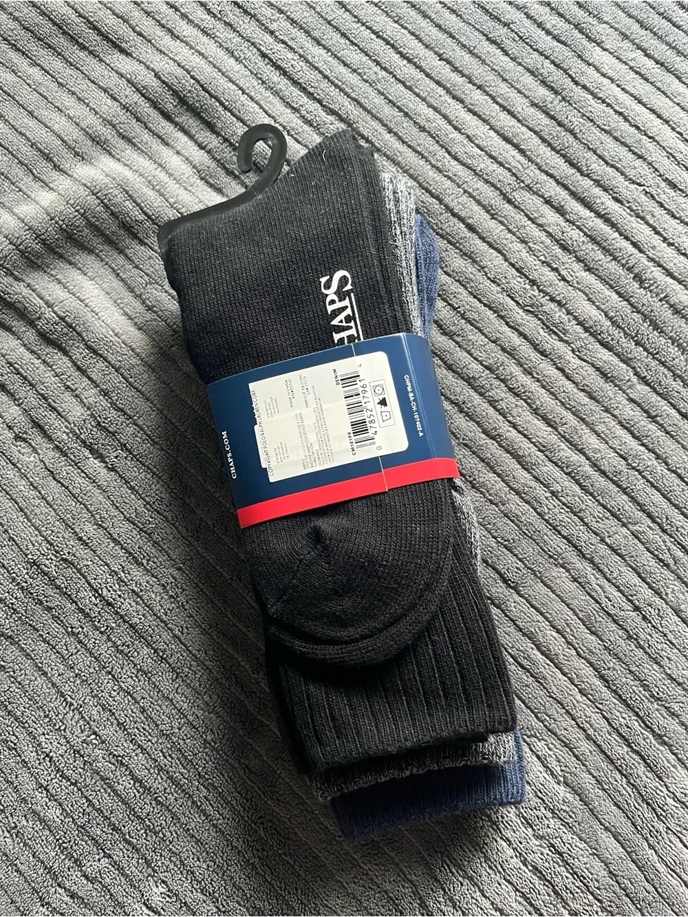 Chaps Blue - Black - Grey Performance Casual Ribbed Crew Socks | NWT